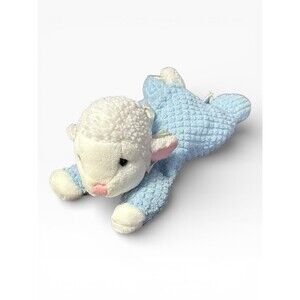 VTG Eden White Baby Lamb Blue Terry Cloth Waffle Weave Thermal 10” Plush Floppy